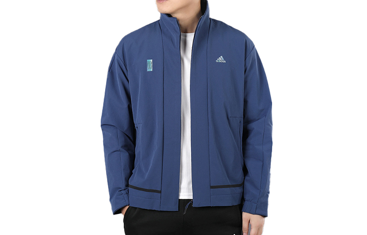 adidas Sporty Loose-Fit Stand Collar Jacket Tech Indigo FM9358