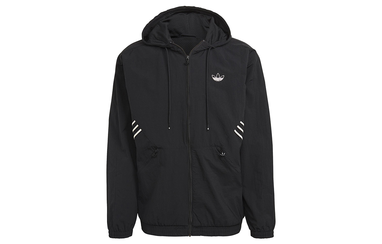 adidas SPRT Series Sprt Arc Windbreaker Retro Hoodie Jacket Black GN5505