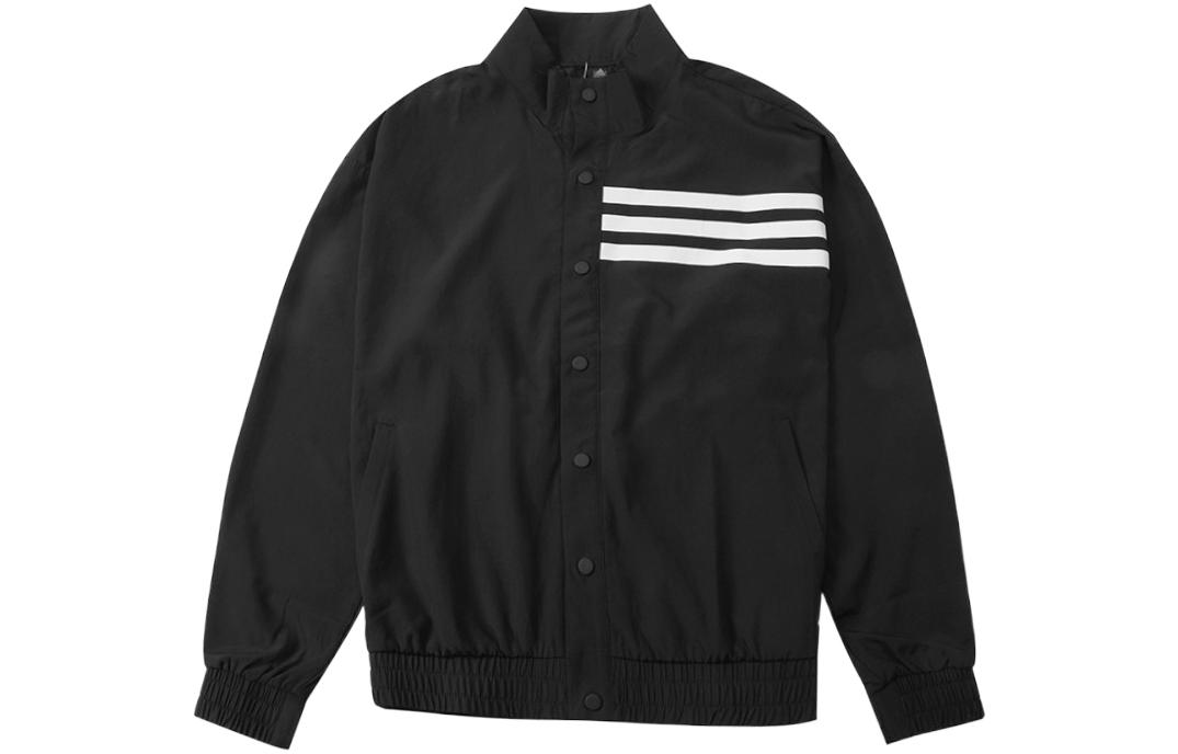 adidas SS22 Black Sports Casual Long-Sleeve Jacket for Fall HF4200