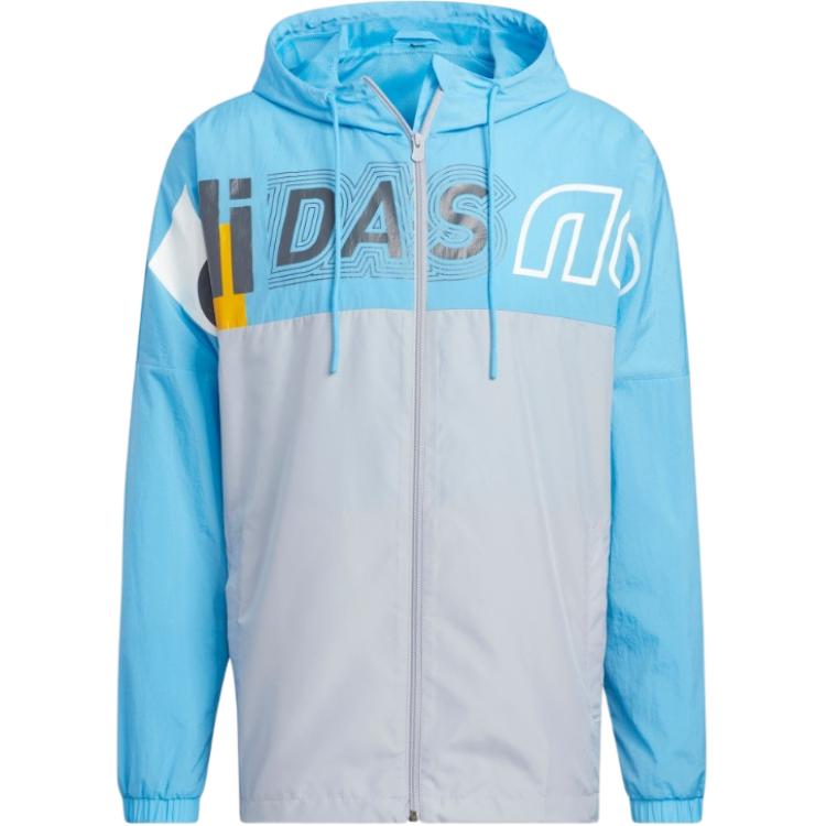 adidas SS22 Colorblock Letter Print Zip-Up Hooded Jacket Men HS8829