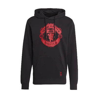 adidas SS22 Manchester United Hoodie Black Football Sweatshirt GR3893