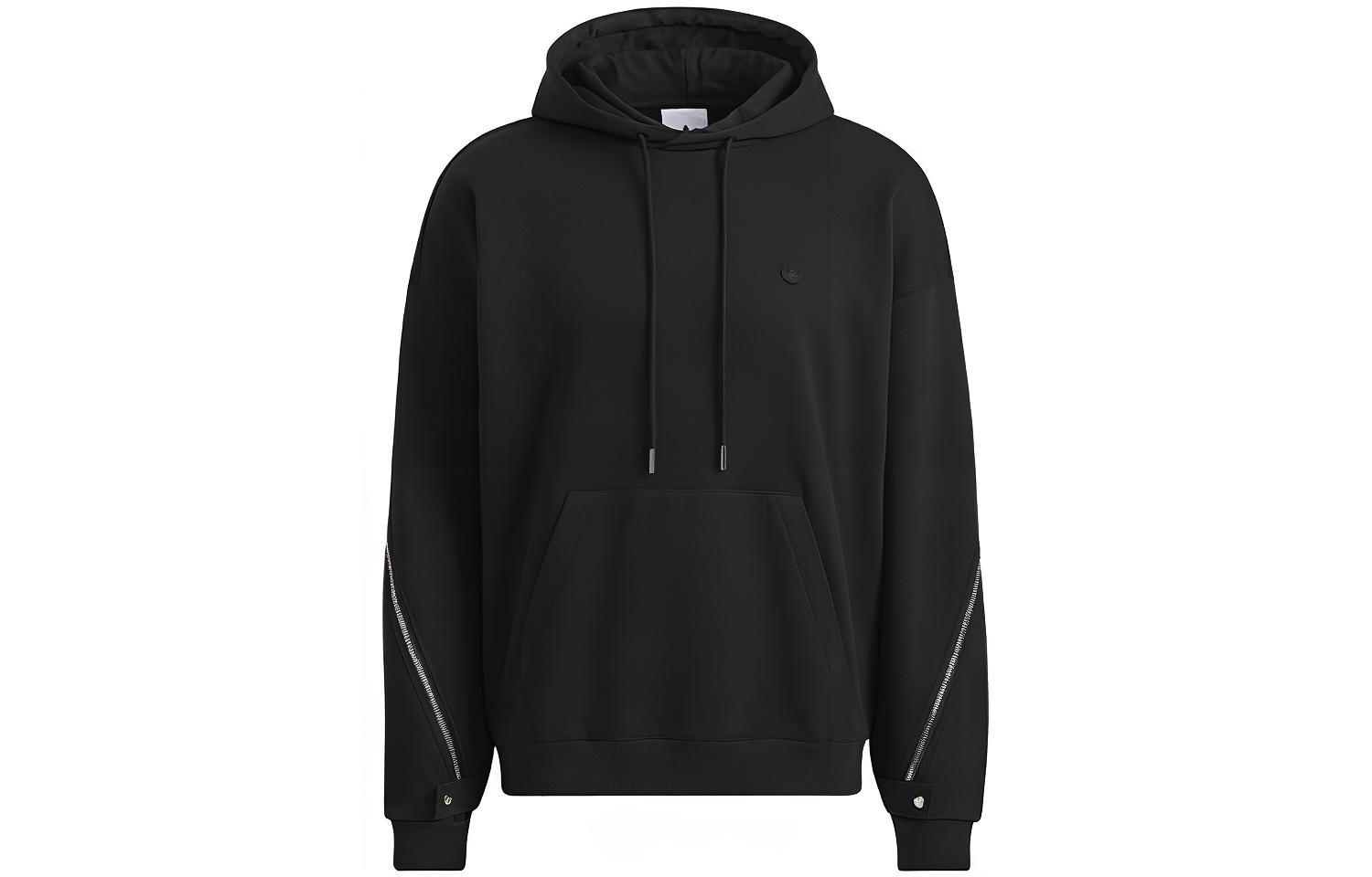 adidas SS22 Solid Color Pullover Hoodie Black HH9428