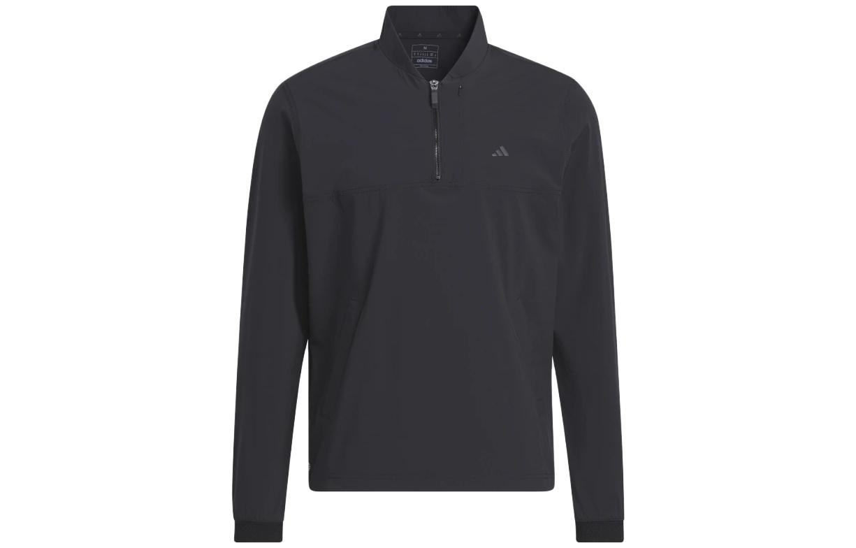 adidas SS23 Black Half-Zip Pullover Sweatshirt with Logo Print HS7582