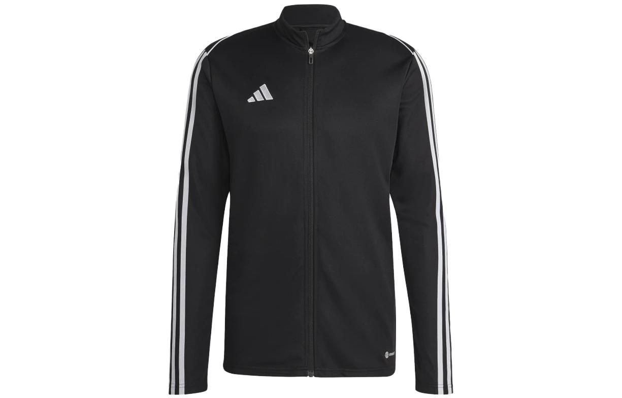 adidas SS23 Black Retro Track Jacket with Logo Print and Striped Design HS7231
