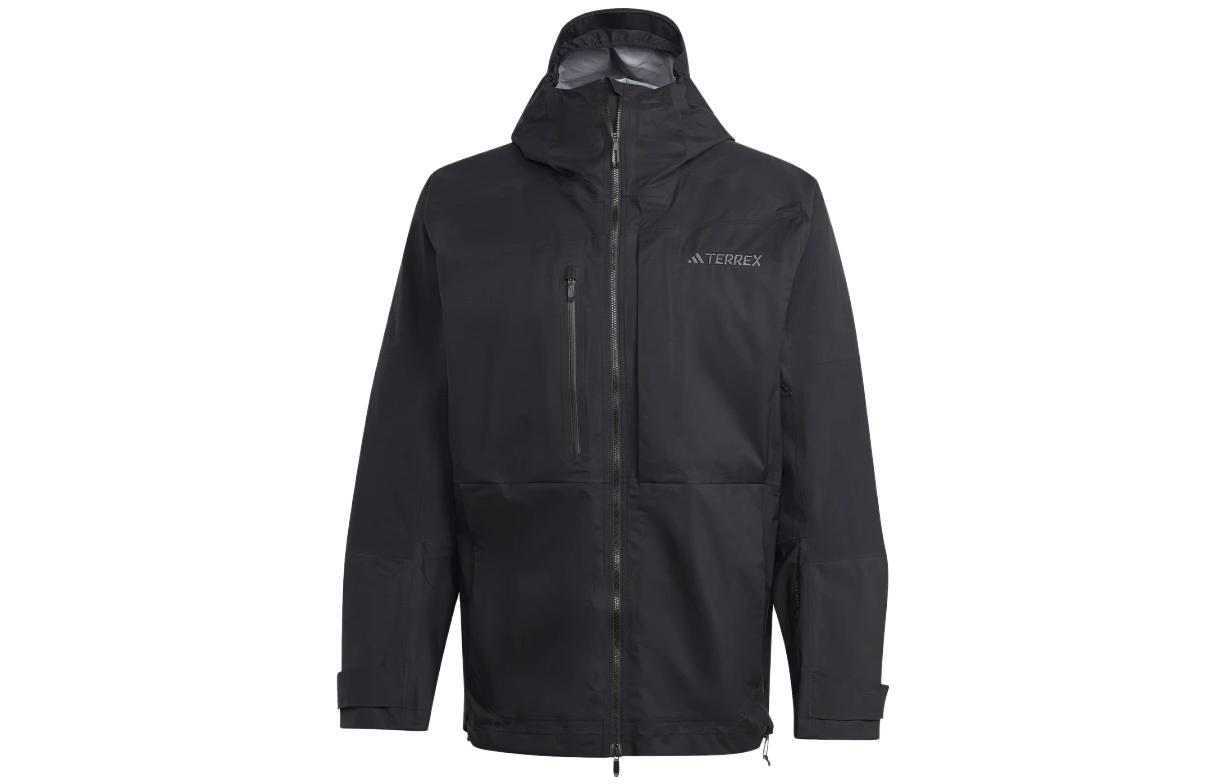 adidas SS23 Black Solid Color Zipper Hoodie Jacket HN2921