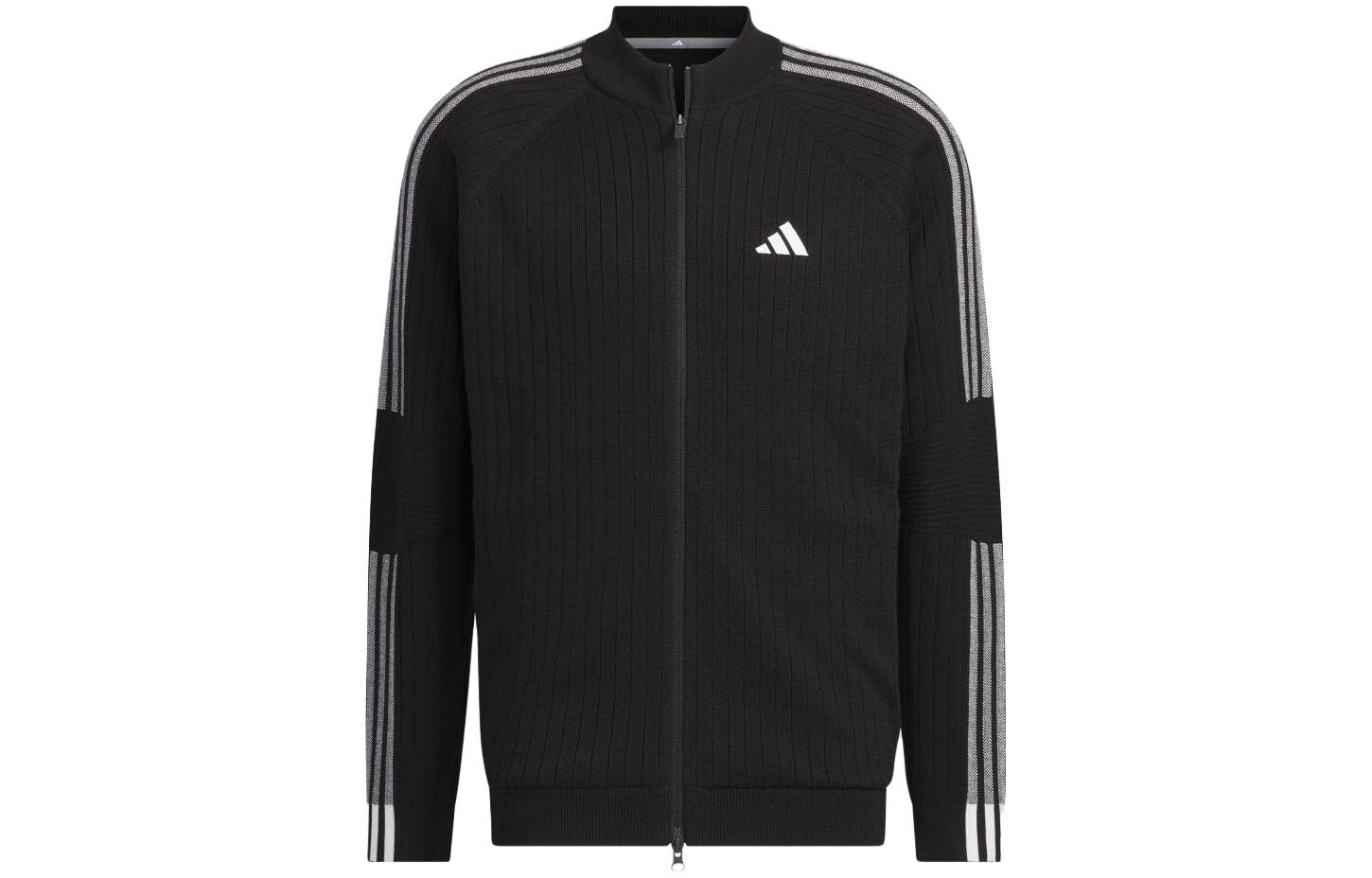 adidas SS23 Black Windbreaker Jacket with Three Stripes Design HY0955