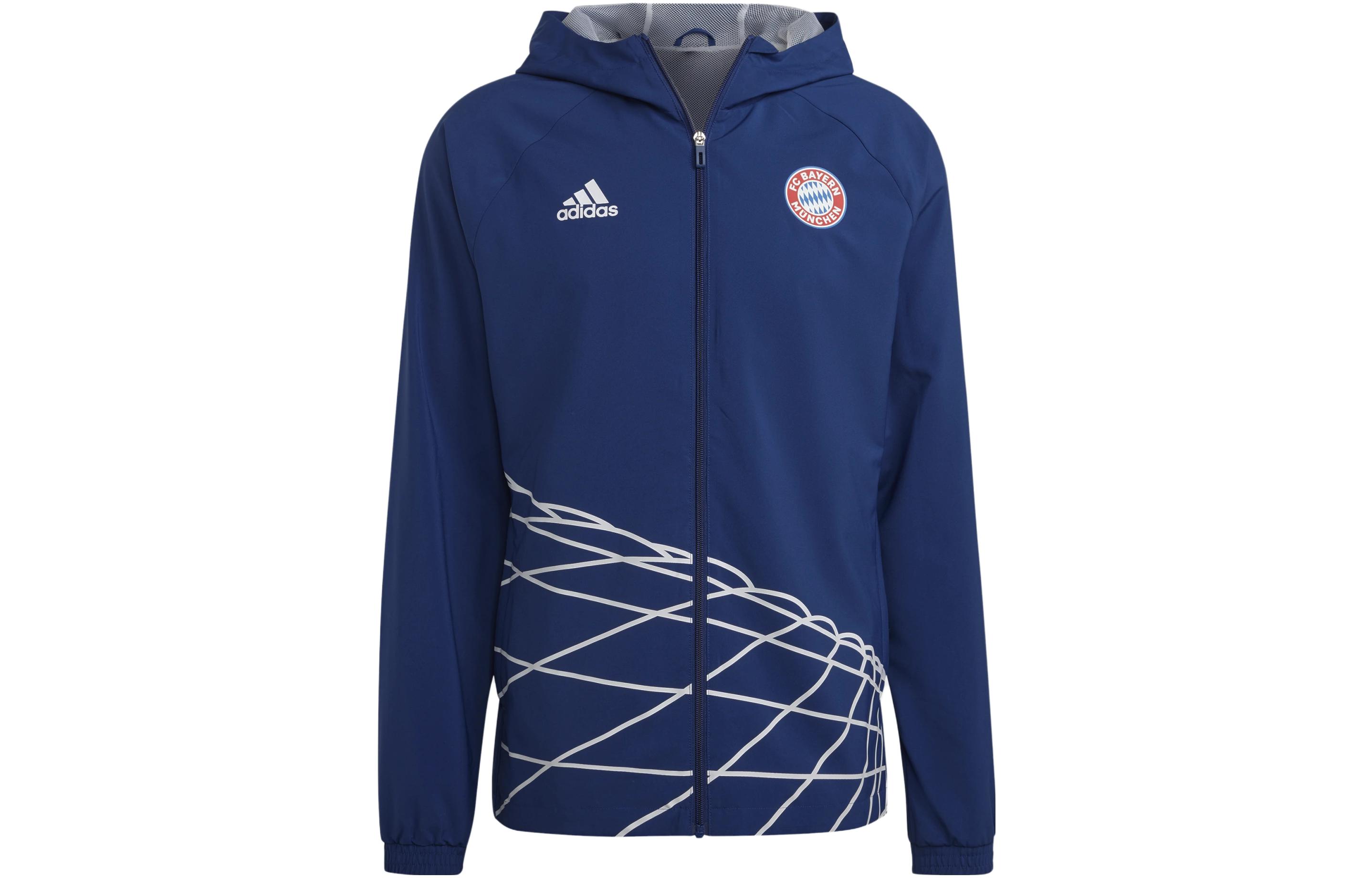 adidas SS23 Blue Graphic Print Hoodie Zip-Up Jacket HT8828