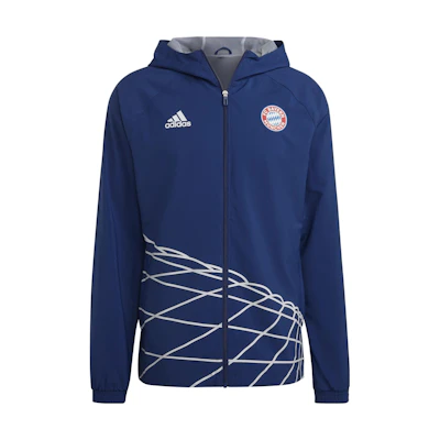 adidas SS23 Blue Graphic Print Hoodie Zip-Up Jacket HT8828
