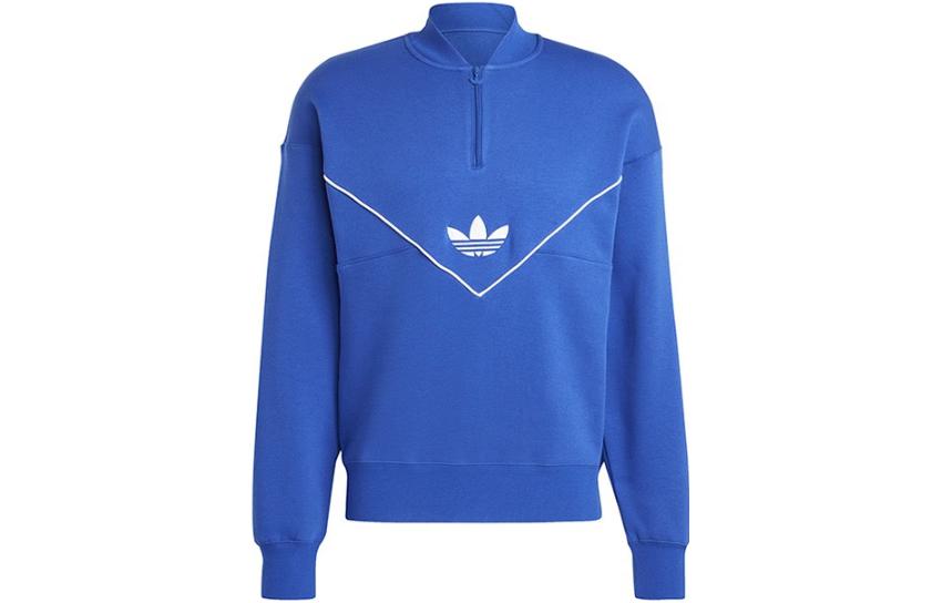 adidas SS23 Blue Half-Zip Pullover Sweatshirt with Embroidered Logo HR8941