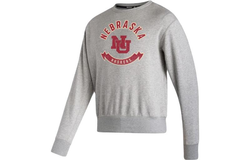 adidas SS23 Crewneck Letter Graphic Pullover Sweatshirt Grey IL8655