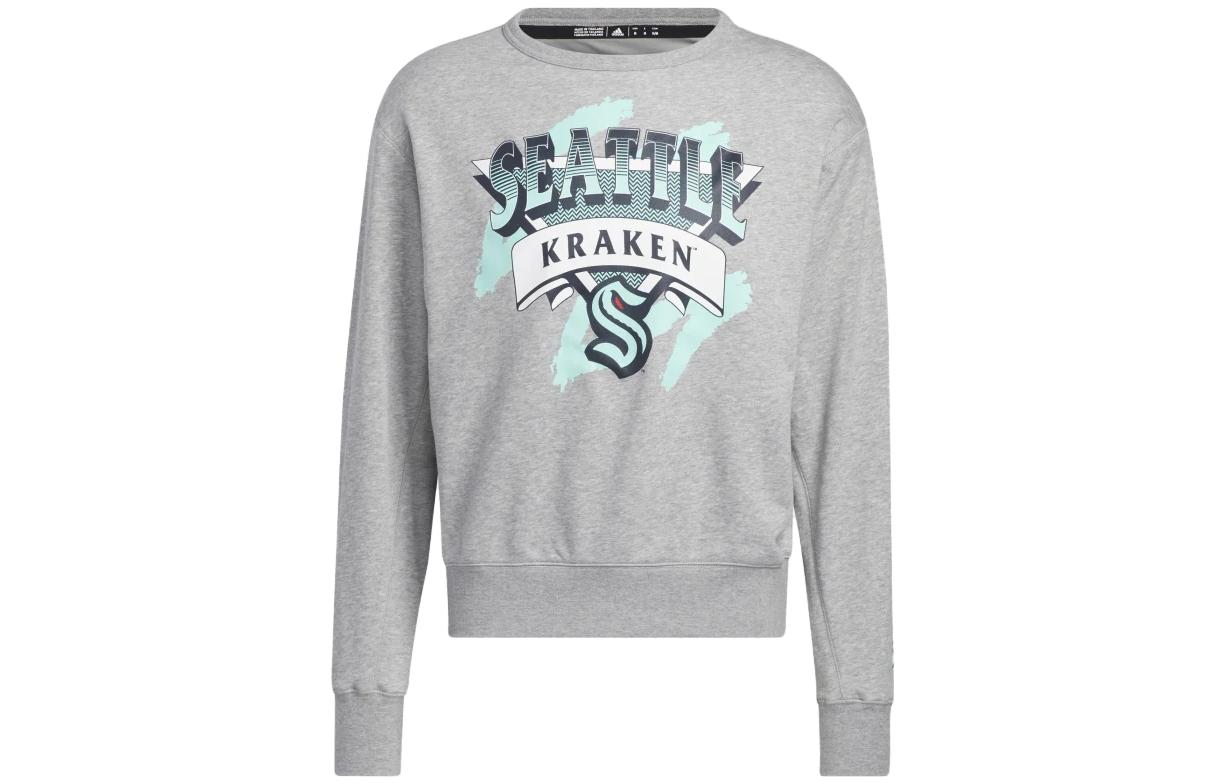 adidas SS23 Graphic Print Crewneck Long Sleeve Sweatshirt Light Gray HN6396