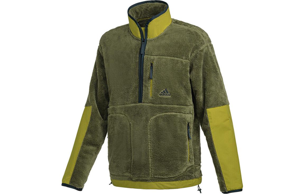 adidas SS23 Green Sherpa Fleece Sweatshirt Casual Wear HR8422