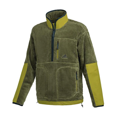 adidas SS23 Green Sherpa Fleece Sweatshirt Casual Wear HR8422