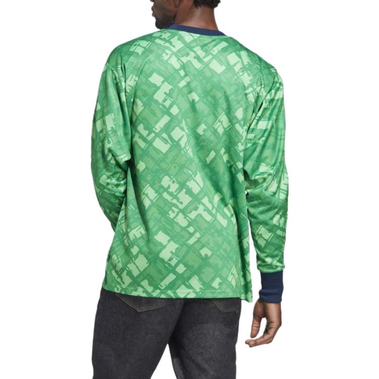 Purchase 아디다스 SS23 그린 스트라이프 로고 프린트 긴팔 크루넥 스웻셔츠 HT7193