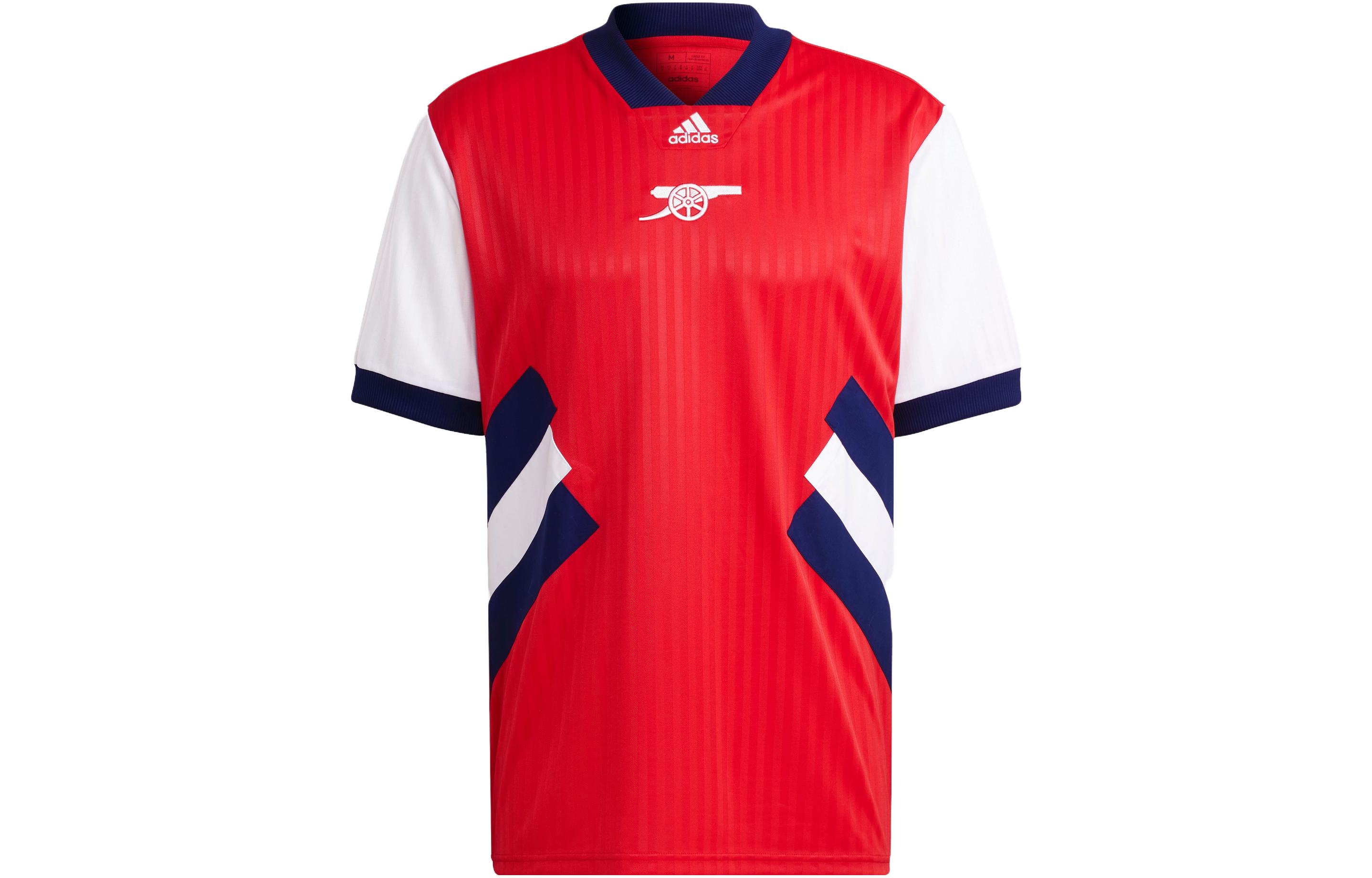 adidas SS23 ICONS Retro Arsenal Colorblock Logo Print Tee Scarlet Red Men. HT7151