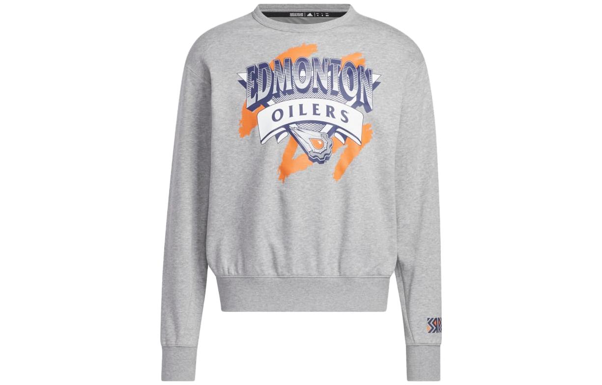 adidas SS23 Letter Print Crewneck Sweatshirt Grey HN6370