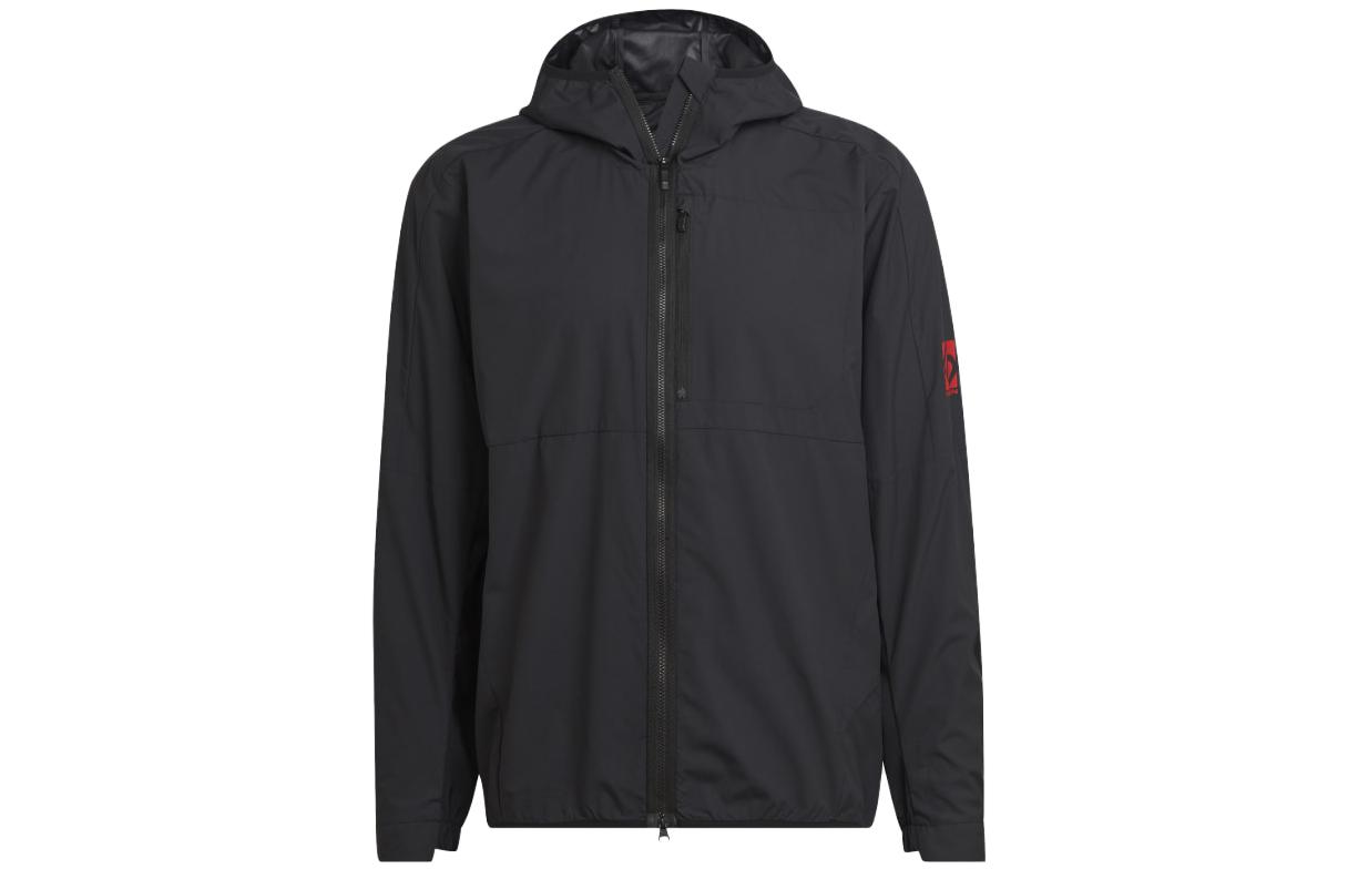 adidas SS23 Logo Print Hoodie Jacket Black HG1297
