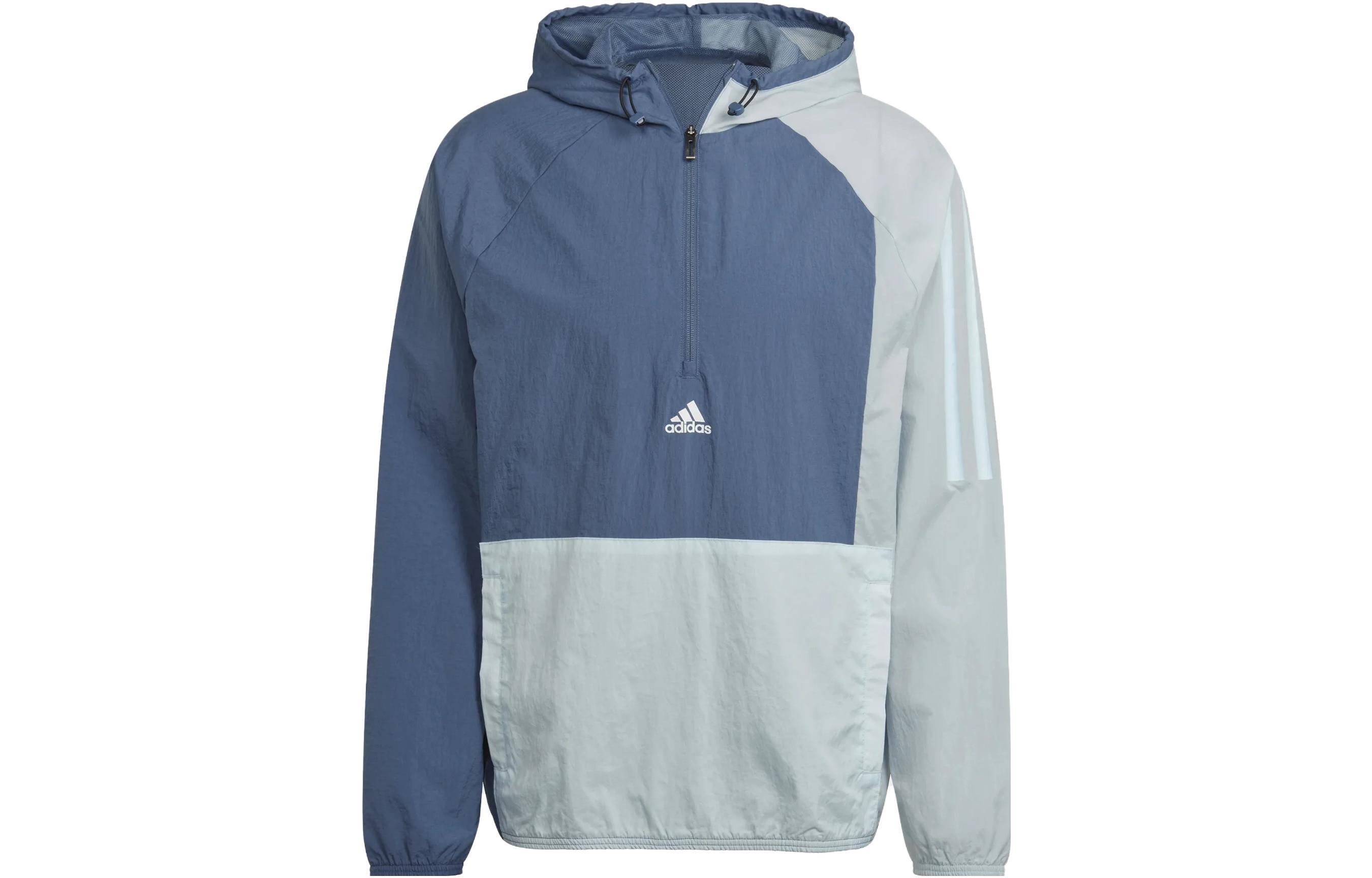 adidas SS23 Loose Fit Colorblock Hoodie Jacket Men’s Blue HZ9707