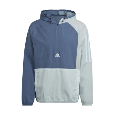 adidas SS23 Loose Fit Colorblock Hoodie Jacket Men’s Blue HZ9707