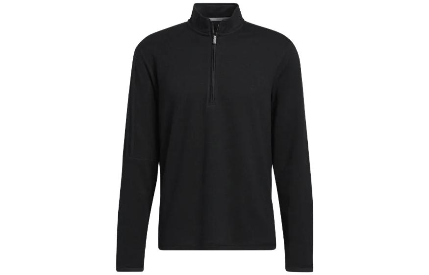 adidas SS23 Retro Black Long-Sleeve Polo Sweatshirt for Men GM0026