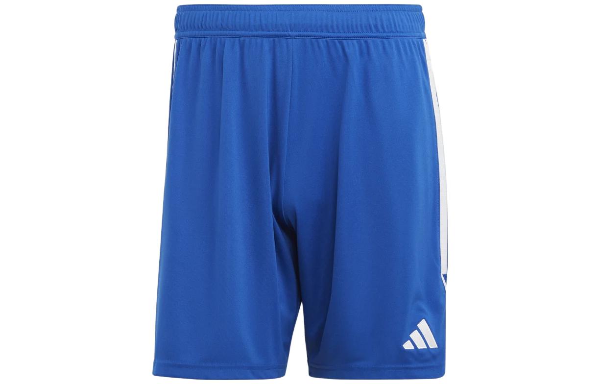 adidas SS23 Striped Logo Print Relaxed Straight Soccer Shorts Blue IB8084