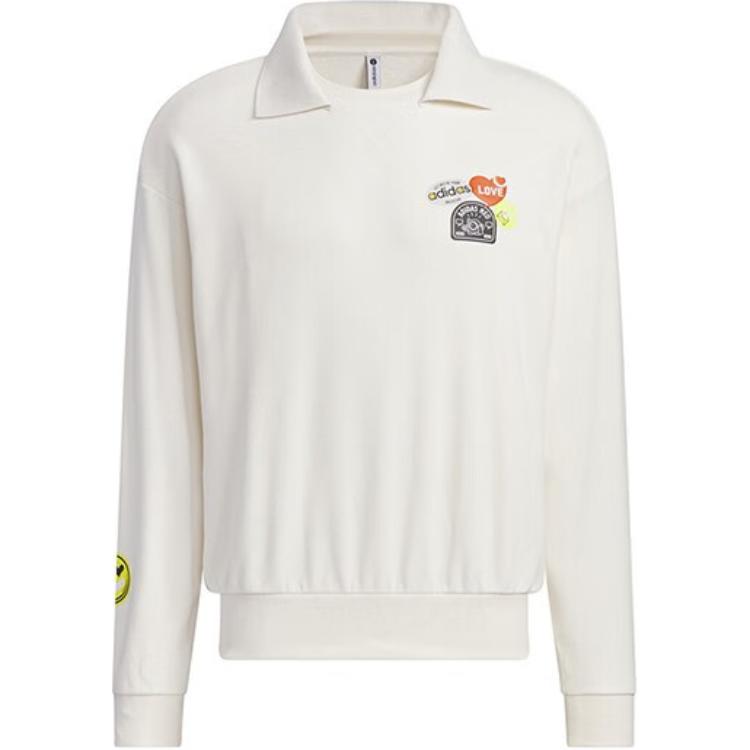 adidas SS23 White Solid Color Logo Sweatshirt Casual Style IK6013