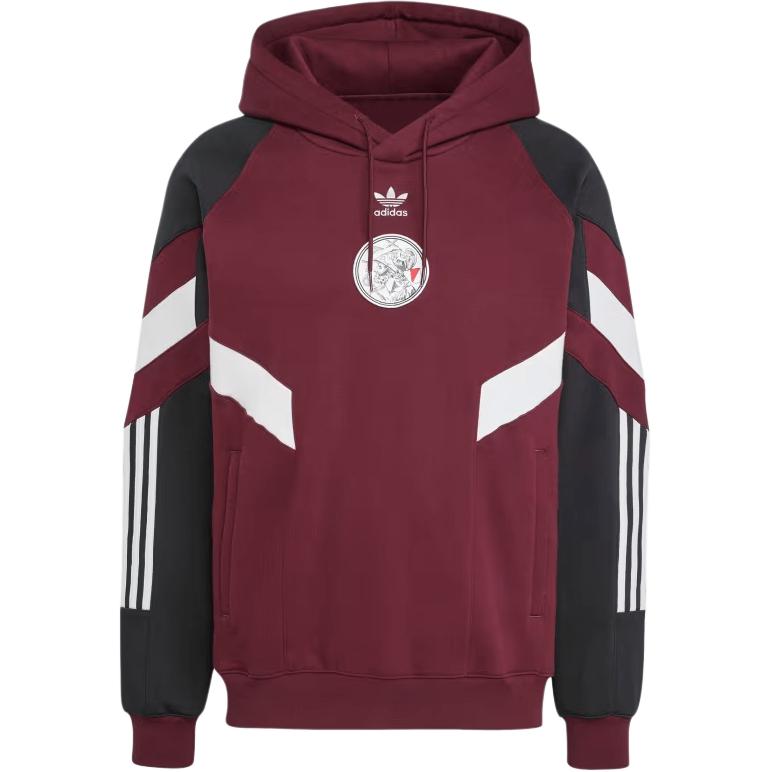 adidas SS24 AJAX Logo Hoodie Brown Long Sleeve IS6518