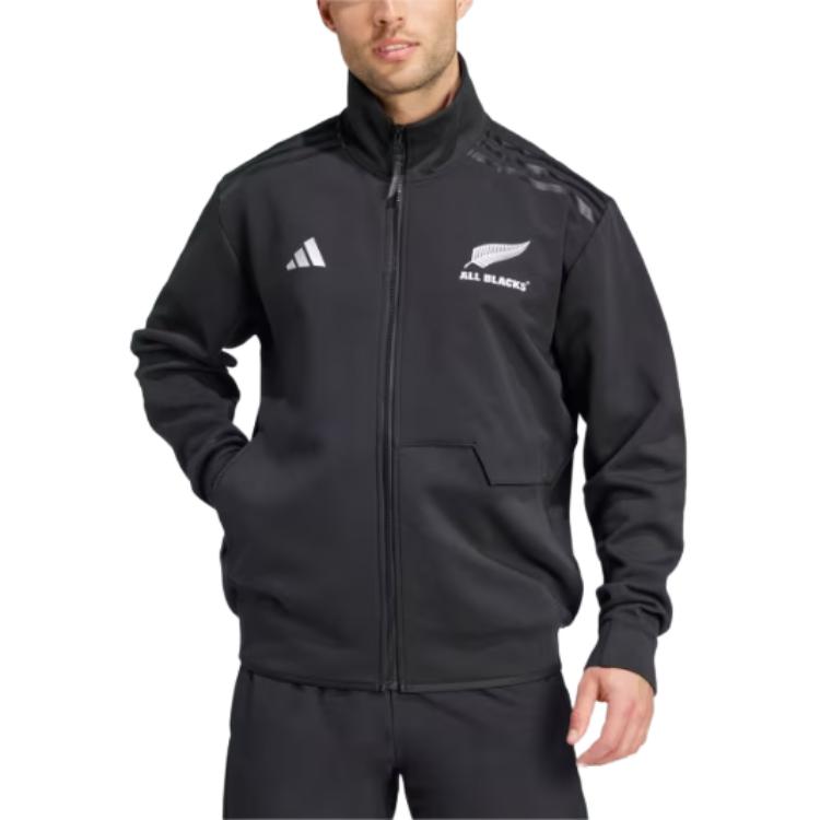 adidas SS24 All Blacks Logo Print Outdoor Casual Sports Jacket Black IX3119