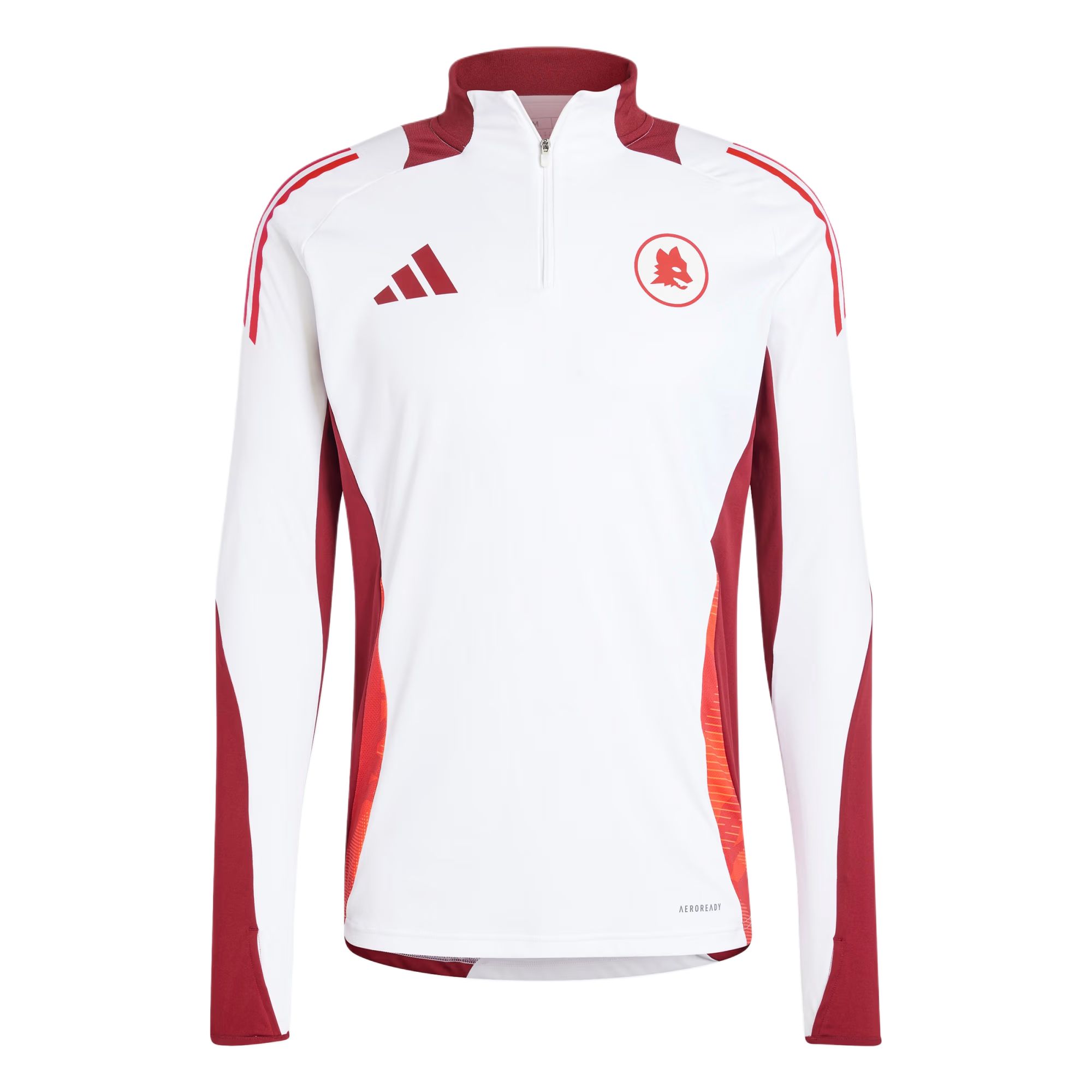 adidas SS24 AS Roma Logo White Long-Sleeve Football Jacket for Men IS5864