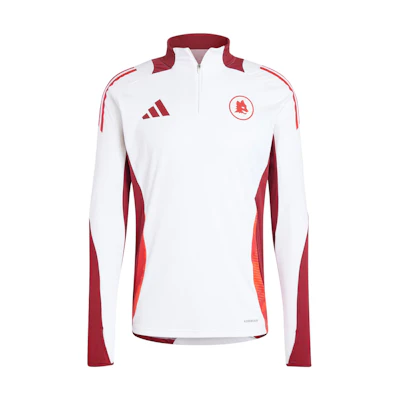 adidas SS24 AS Roma Logo White Long-Sleeve Football Jacket for Men IS5864