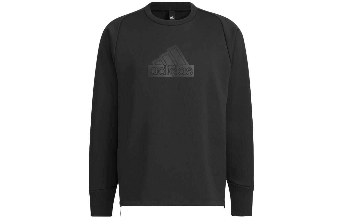 adidas SS24 Healing Series Black Letter Print Long-Sleeve Crewneck Sweatshirt Mens IQ1374