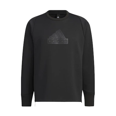 adidas SS24 Healing Series Black Letter Print Long-Sleeve Crewneck Sweatshirt Mens IQ1374