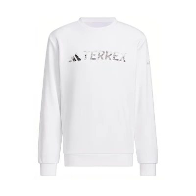 adidas SS24 Logo Print Crewneck Sweatshirt White Long Sleeve Casual Pullover JE6767