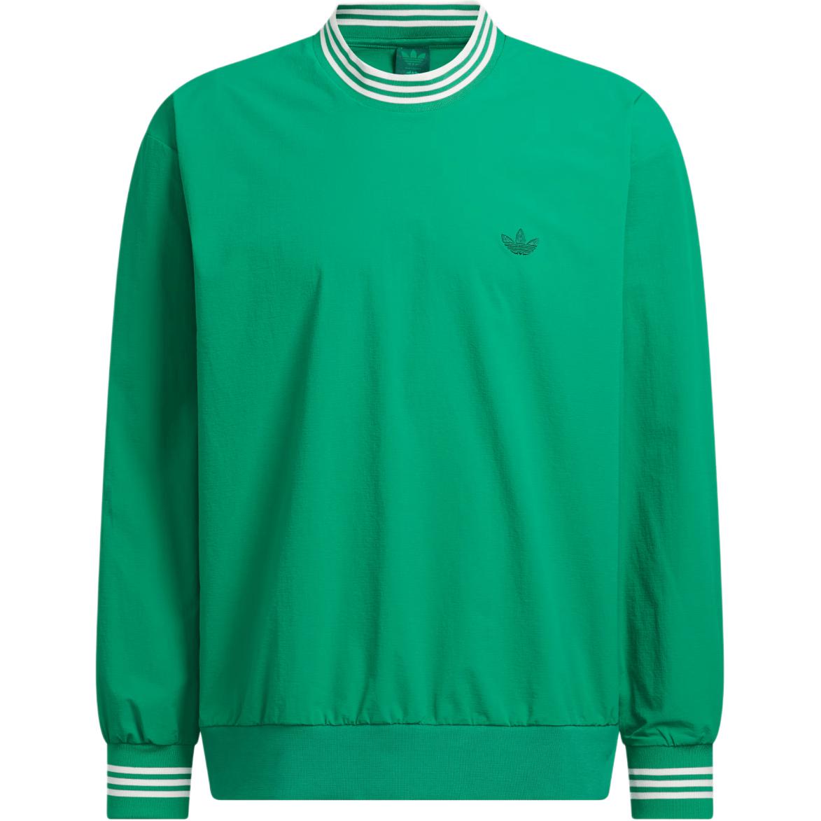 adidas SS24 Rolling Links Logo Striped Long-Sleeve Sweatshirt Smoke Green Men’s JE9340