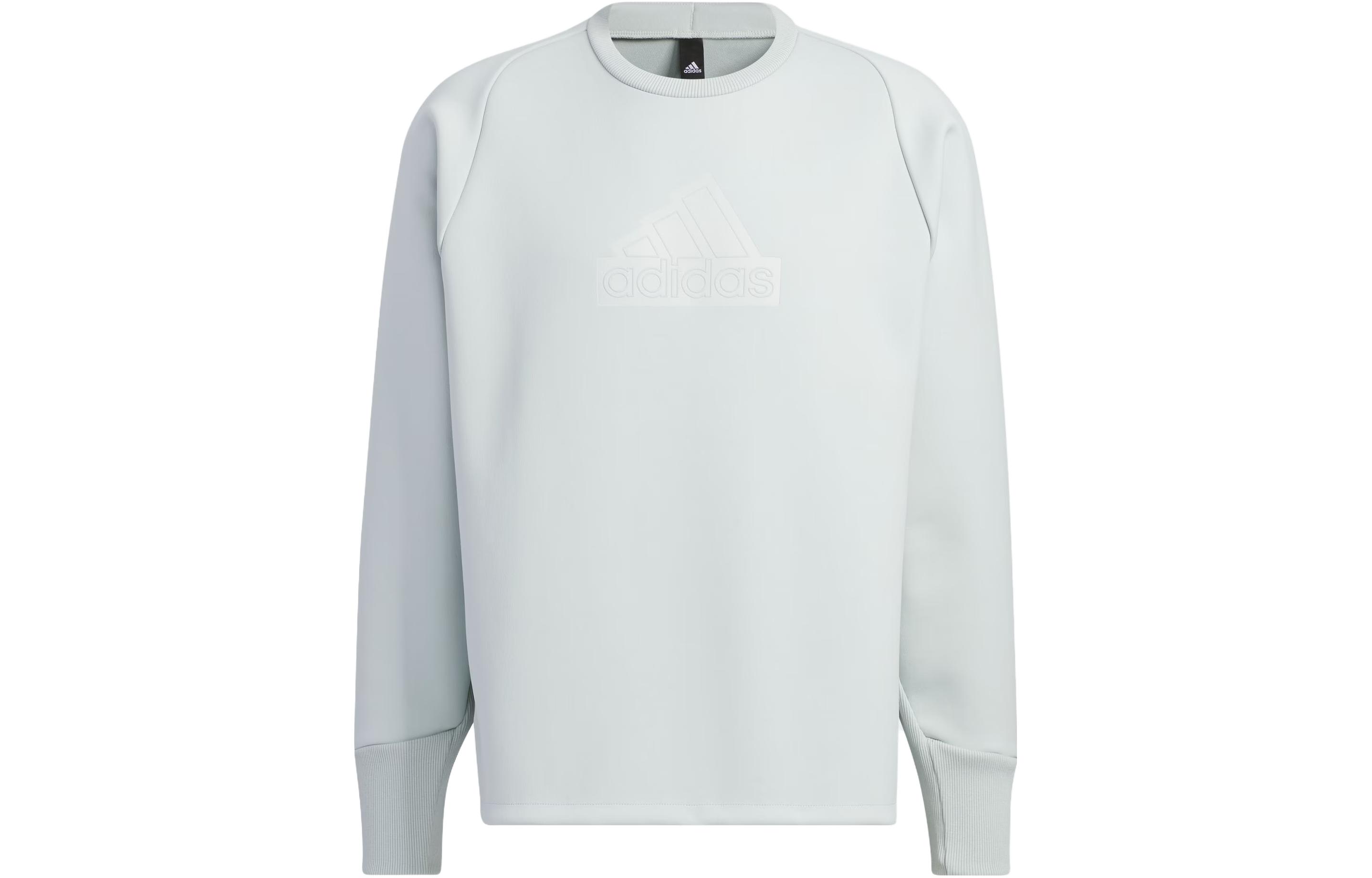 adidas SS24 Sport ZNE Logo Print Fleece Crewneck Sweatshirt Silver Grey - Men IQ1376
