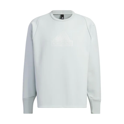adidas SS24 Sport ZNE Logo Print Fleece Crewneck Sweatshirt Silver Grey - Men IQ1376