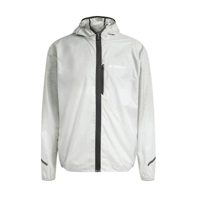 adidas SS24 TERREX Outdoor Breathable Hooded Running Jacket Silver Green IN6723