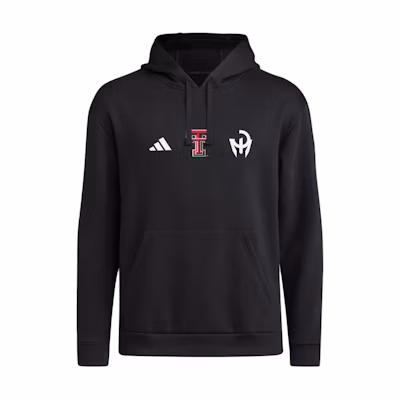 adidas SS24 Texas Tech Fleece Hoodie Black Logo Long-Sleeve Sweatshirt JZ4028