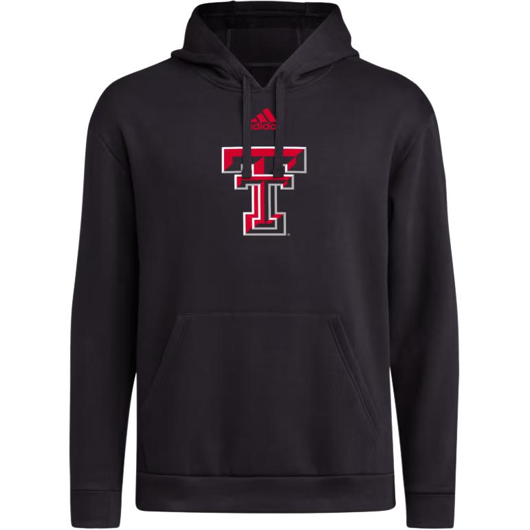 adidas SS24 Texas Tech Logo Hoodie Black Fashion Long-Sleeve Pullover JN4616