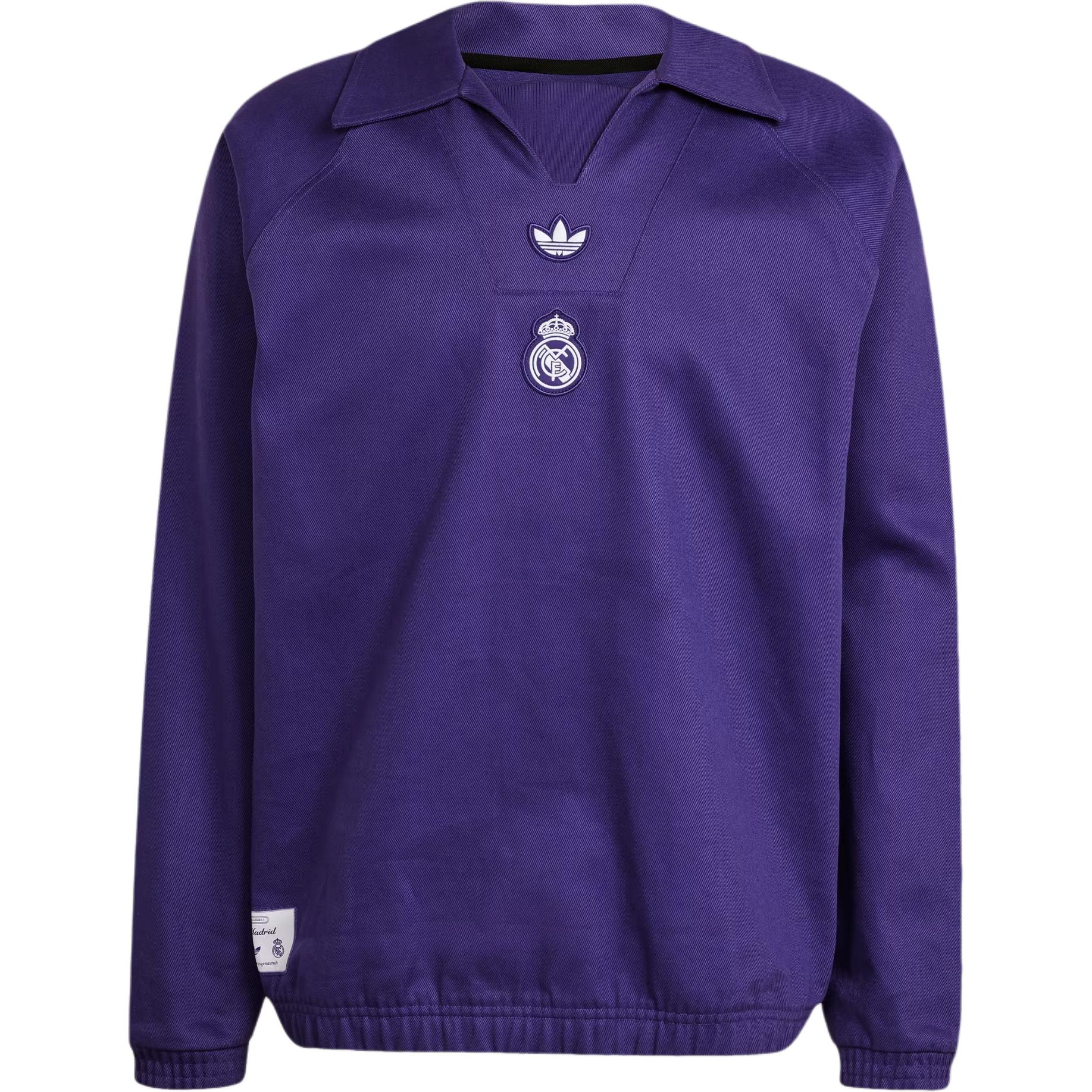 adidas SS25 Real Madrid Terrace Icons Purple Long Sleeve Sweatshirt Mens JF2578