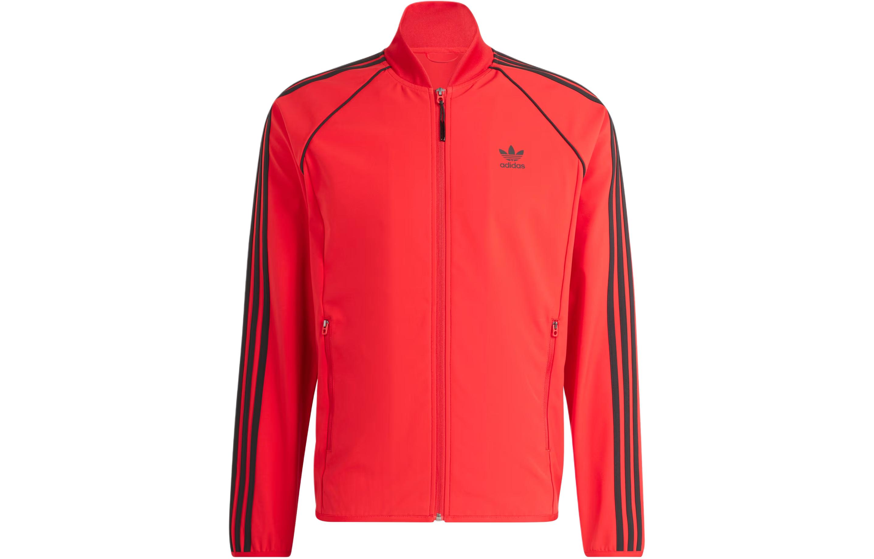 adidas SST Bonded Track Top Jacket Scarlet Red with Three Stripes Design IS2807