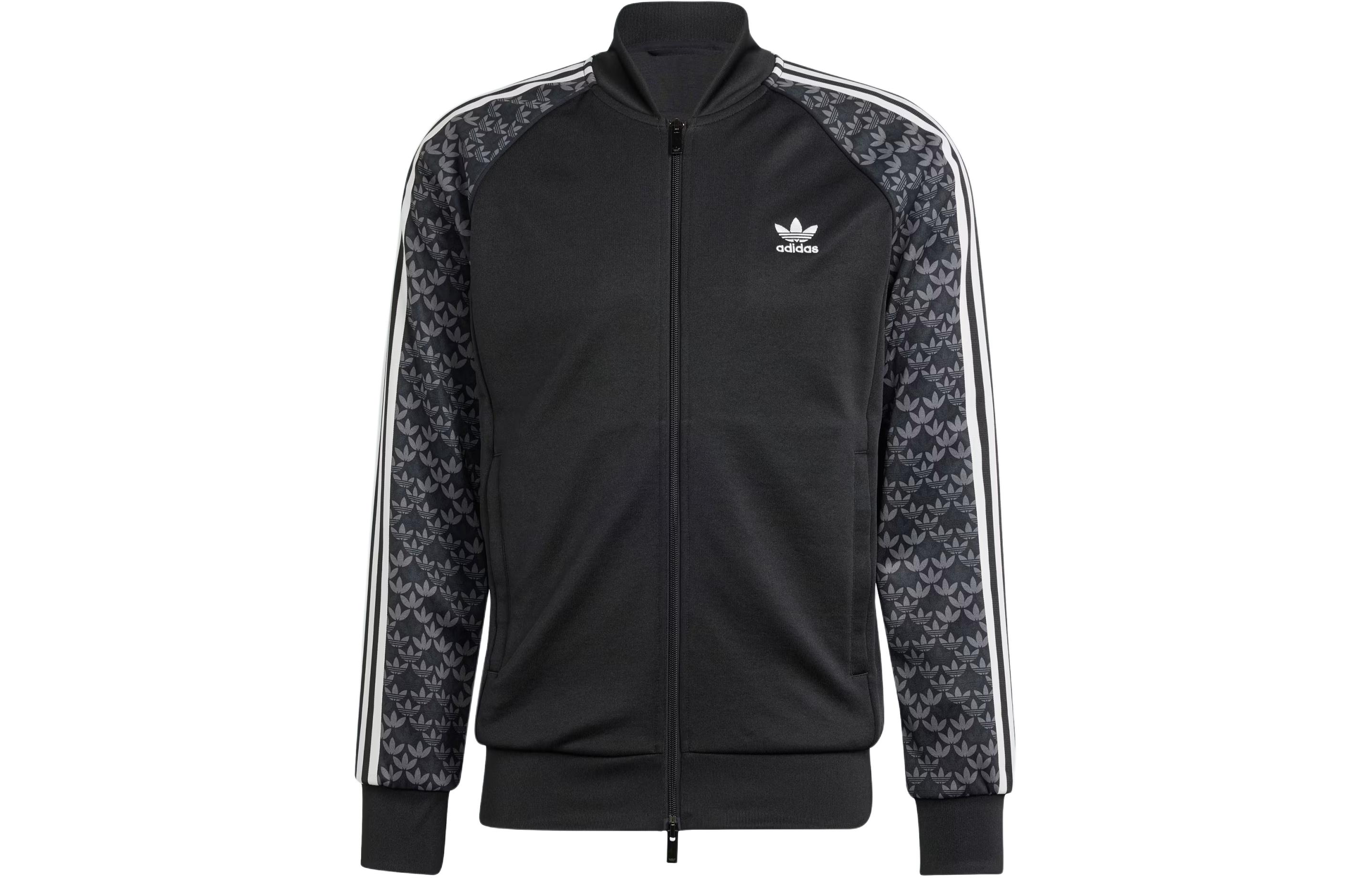 adidas SST Classic Mono Track Top Black Jacket with Logo and Stripe Design IS2939