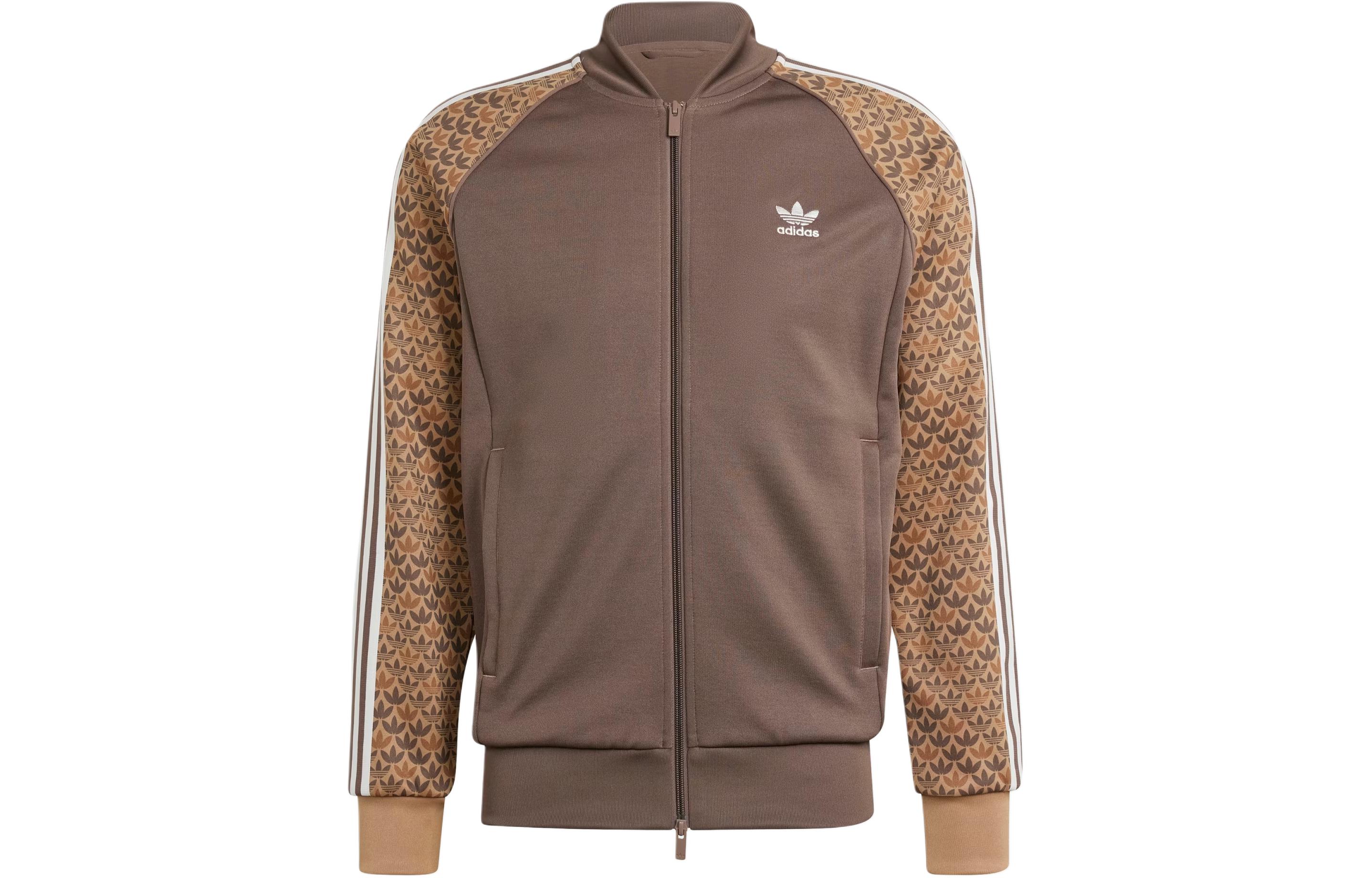 adidas SST Classic Mono Track Top Brown Jacket with Floral Kanji Print IS0255