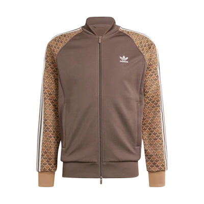 adidas SST Classic Mono Track Top Brown Jacket with Floral Kanji Print IS0255