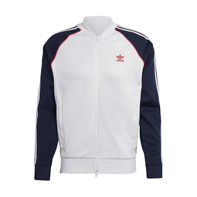 adidas SST Embroidered Logo Colorblock Striped Track Jacket Navy Blue - HM7641