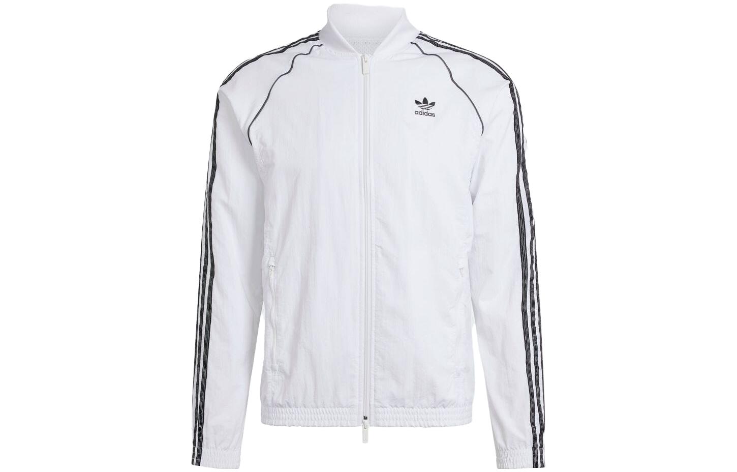 adidas SST Full-Zip Logo Print Jacket White Casual Long Sleeve IZ3287