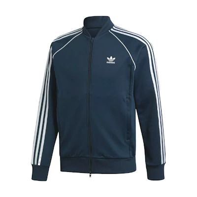 adidas SST Track Jacket Navy Blue Full-Zip Logo Athletic Top DH5822