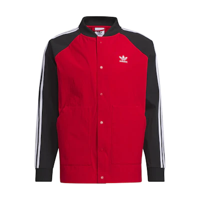 adidas SST Woven Stripe Jacket Red Long Sleeve Coat IC5542
