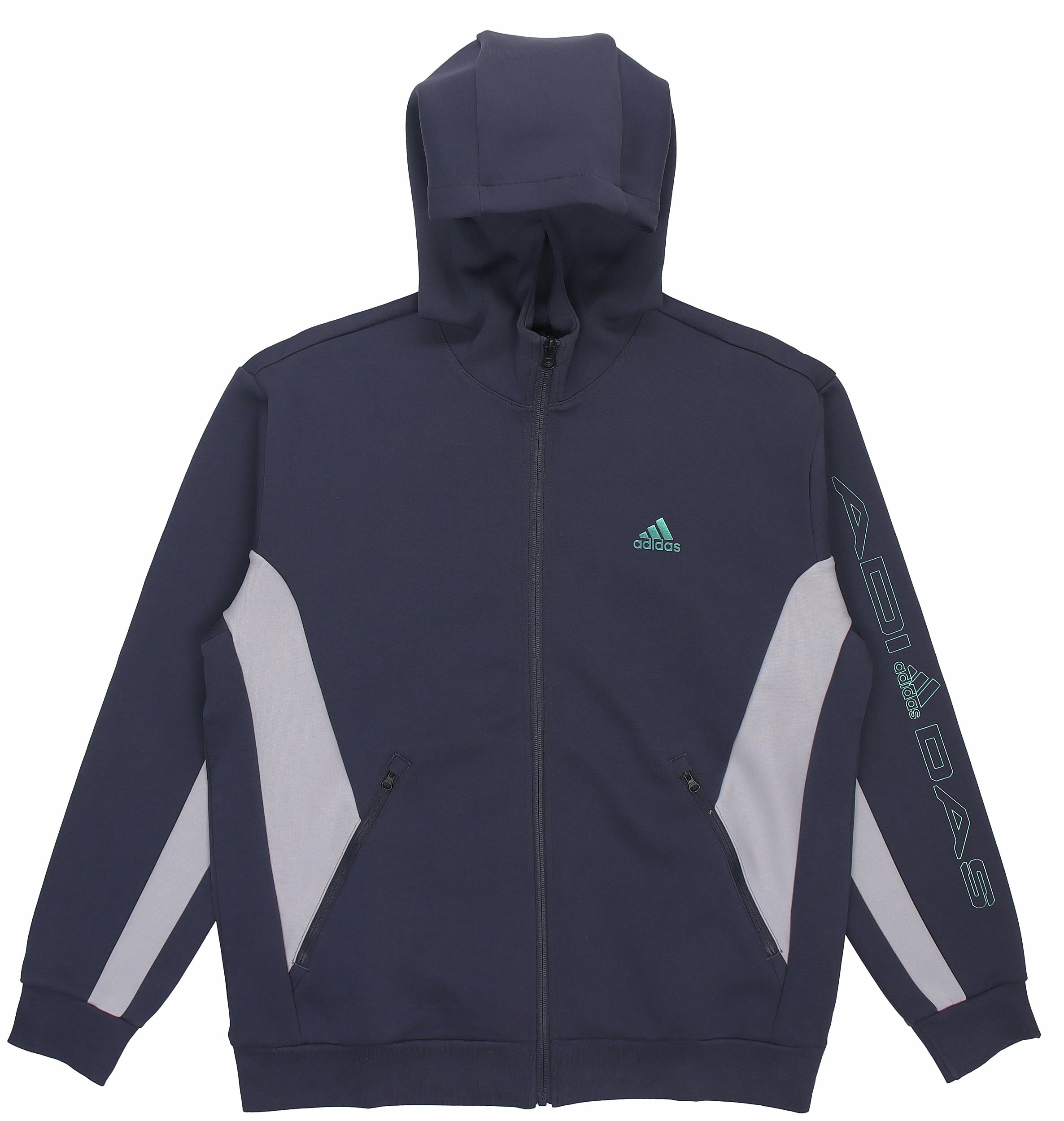adidas ST BLOK Logo Embroidered Hooded Jacket Blue Sportswear HM5145