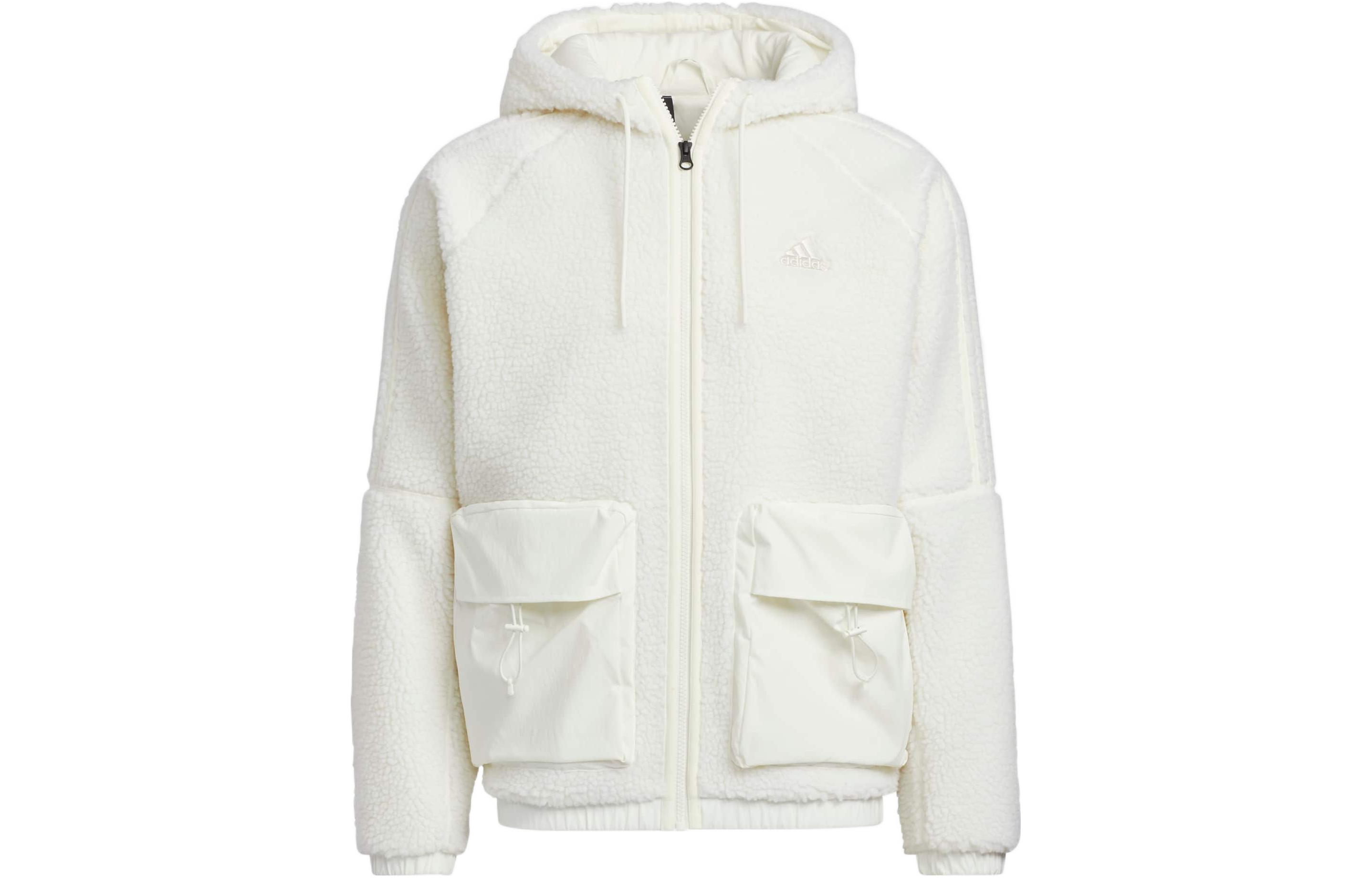 adidas ST BOA White Embroidered Logo Hooded Zip Work Jacket - HR4442